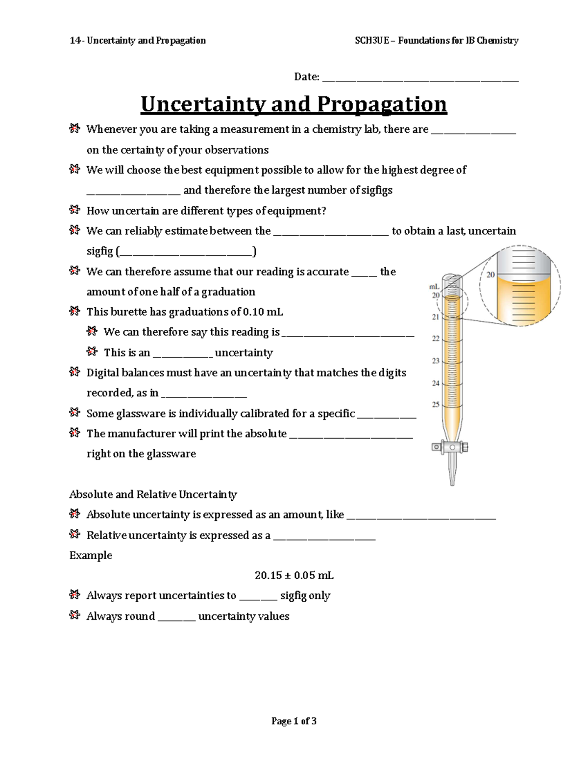 14 - Uncertainty and Propagation - Watch the sigfigs and determine the ...