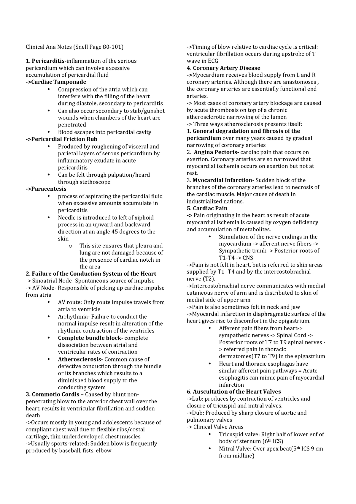 Clinical Ana Notes from Snell ( Heart) - Clinical Ana Notes (Snell Page ...