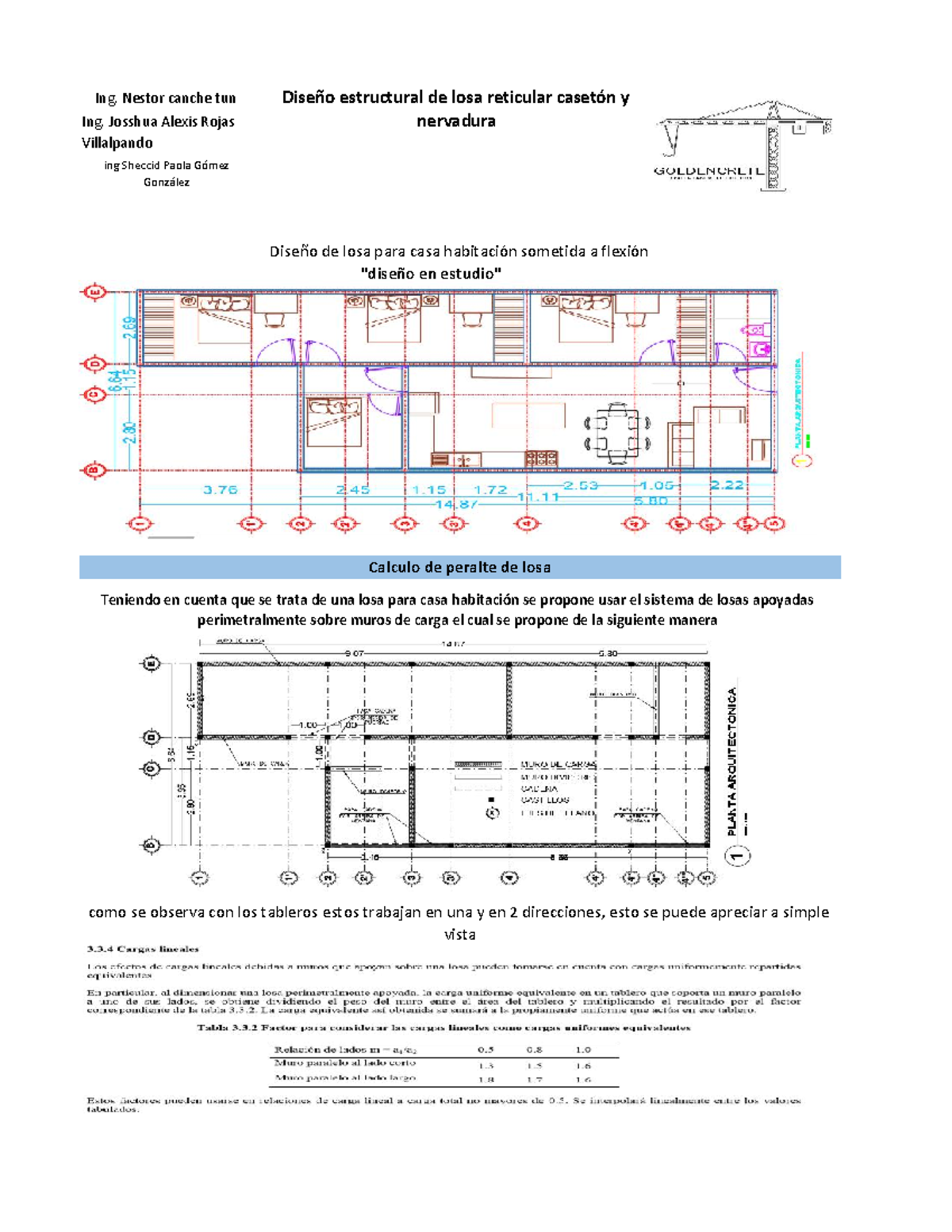 Memoria PARA Diseño DE LOSA Reticular Caseton Y Nervaduras Equipo - Ing ...