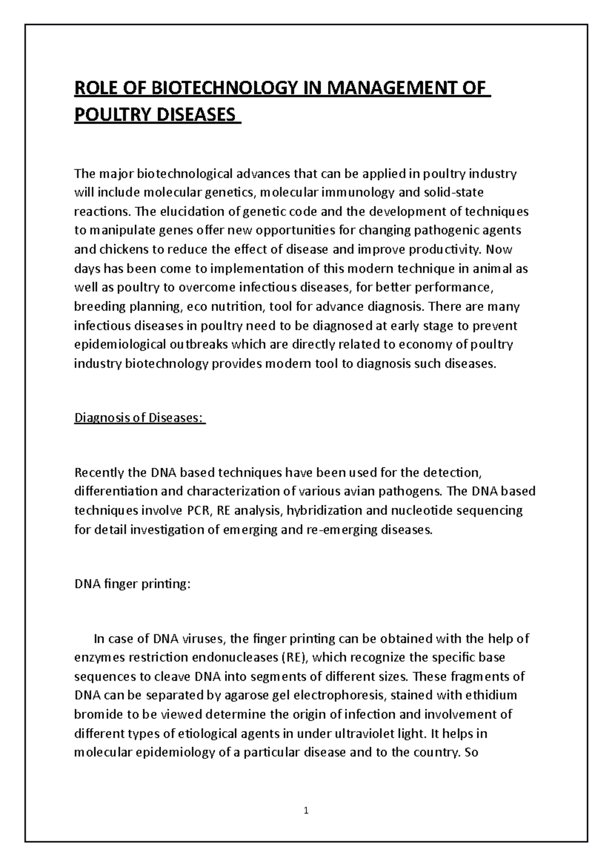 ROLE OF Biotechnology IN Management OF Poultry Diseases - ROLE OF ...