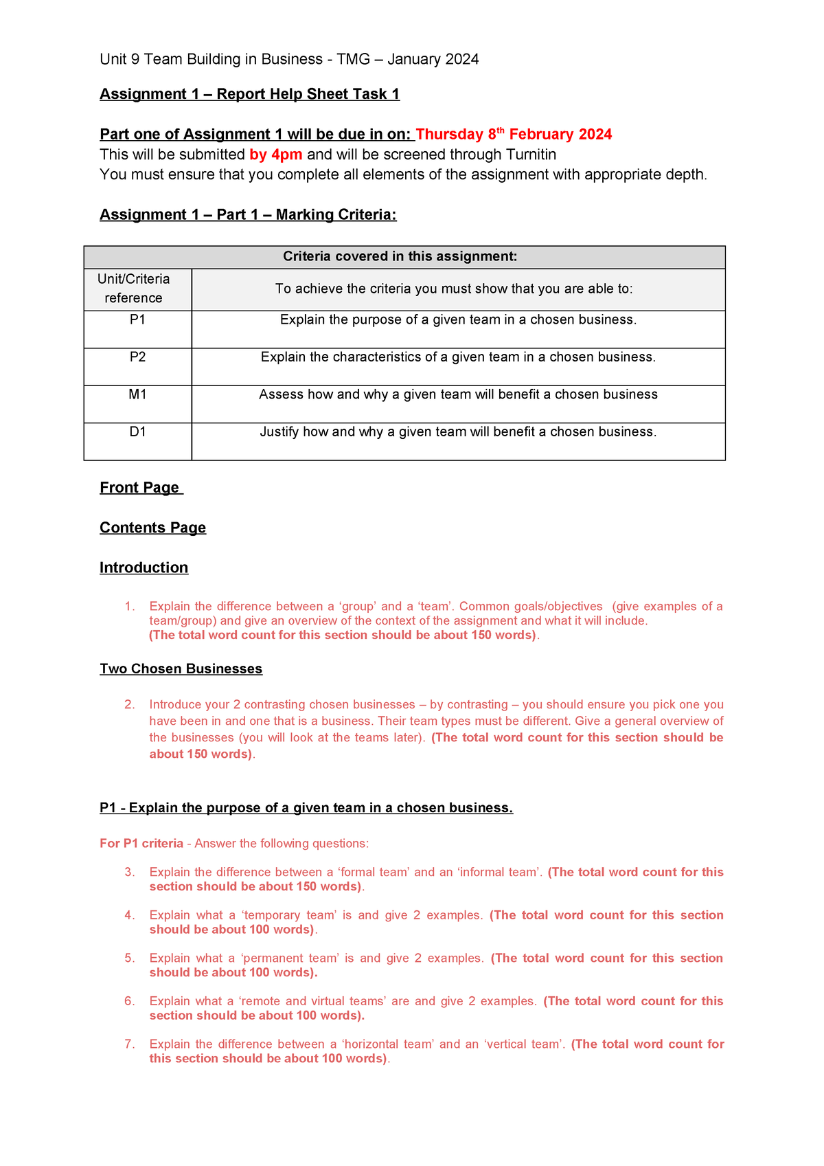 unit 9 spreadsheet development assignment 1