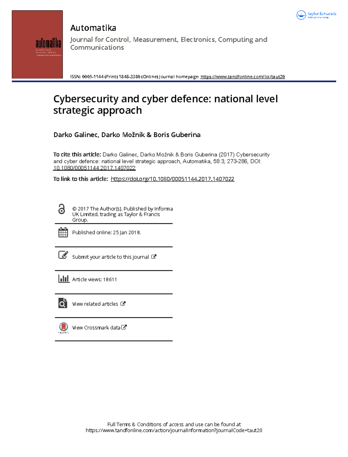 Cybersecurity and cyber defence national level strategic approach ...