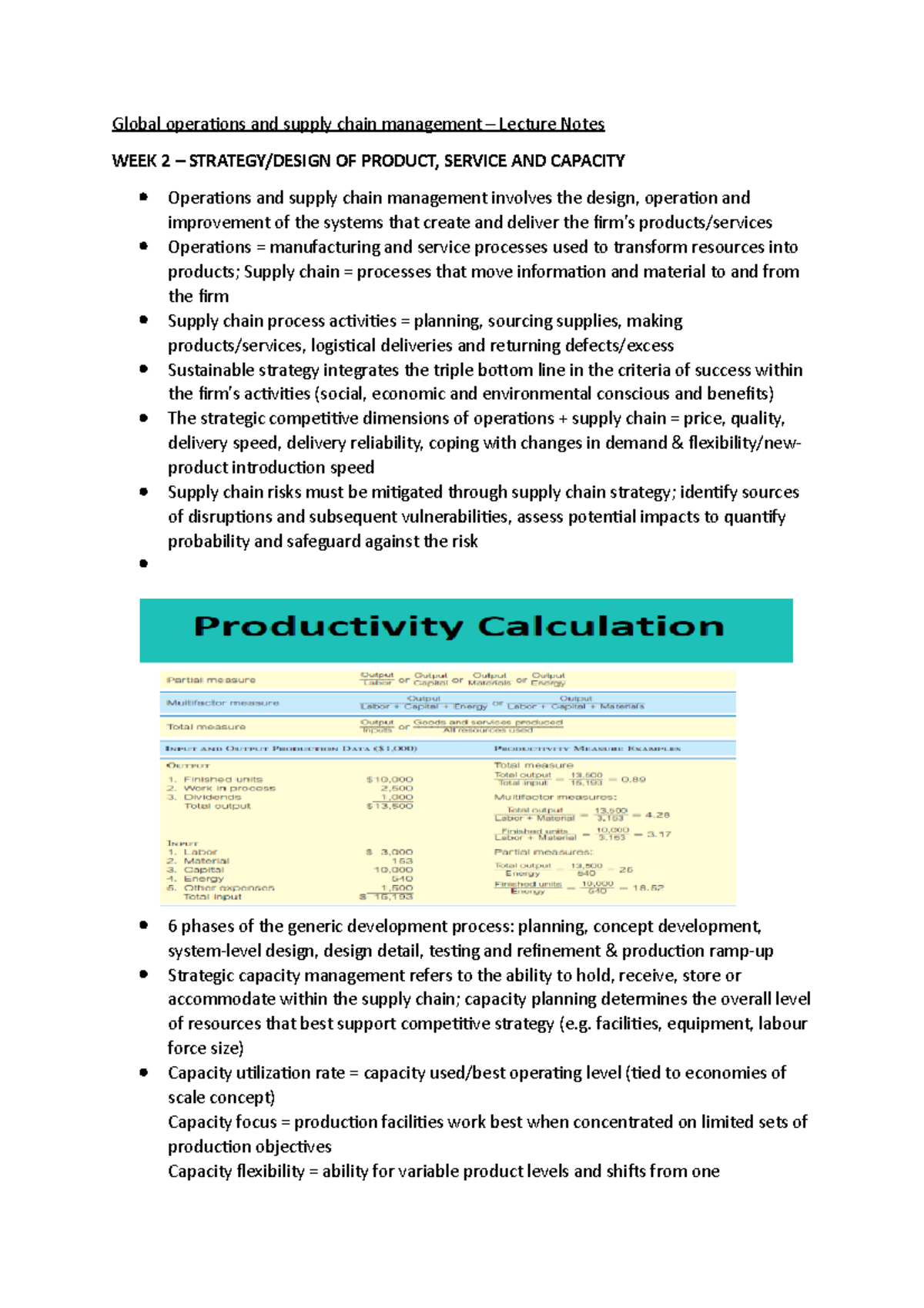 global ops lecture notes - Global operations and supply chain ...