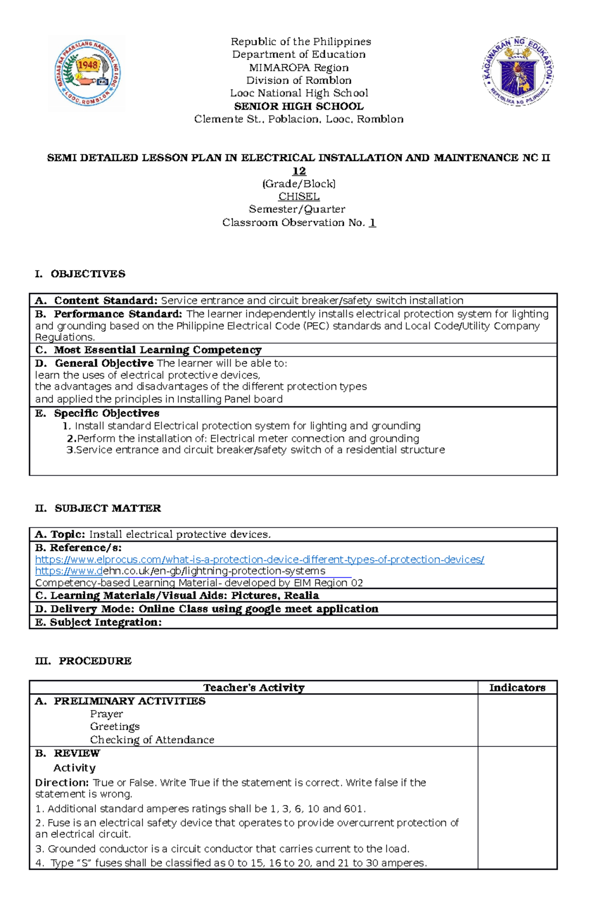 Sample-Format-of-a-Lesson-Plan-for-SHS - Republic of the Philippines ...