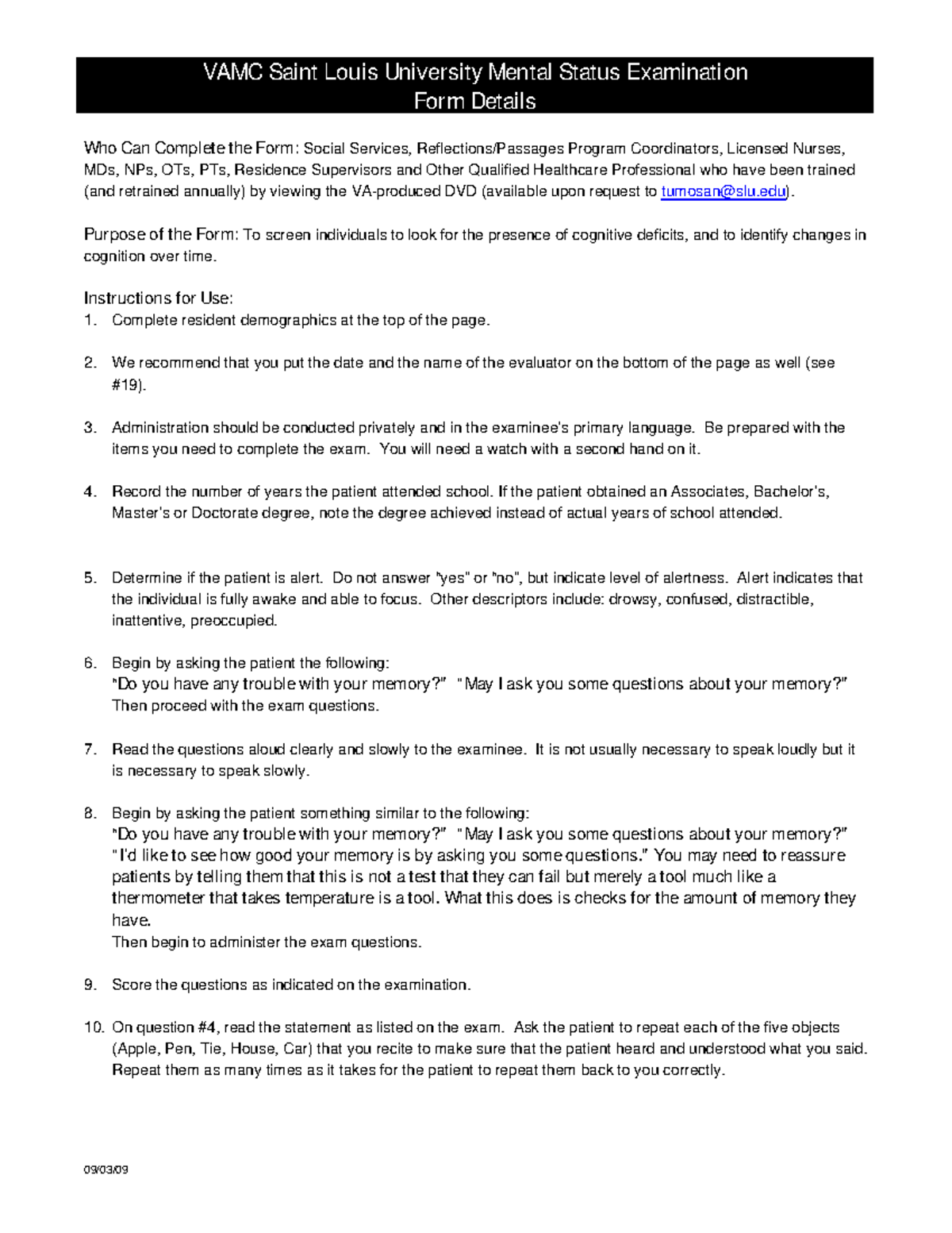 Slums Instructions Great Notes On Assessing SLUM And Very Useful To