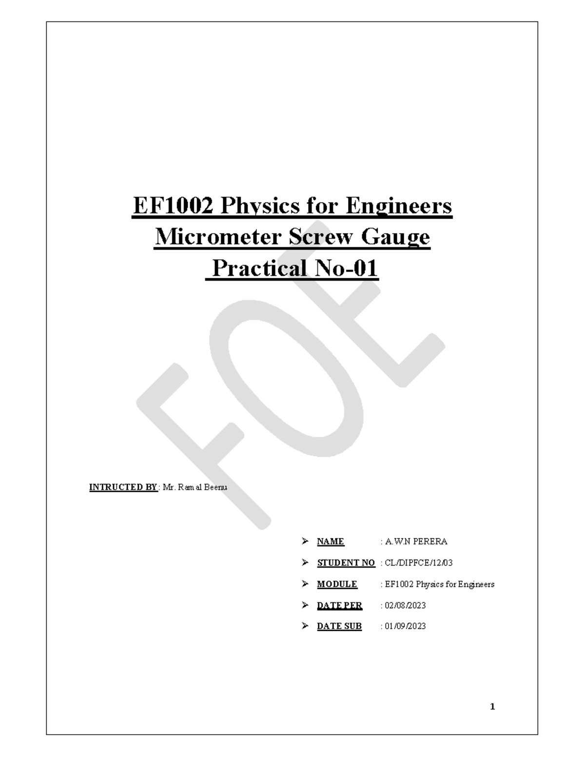 Practical-1102036-combined - EF1002 Physics for Engineers Micrometer ...