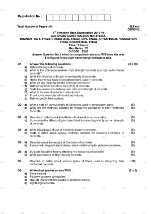 Advanced Construction Materials-HB862-CE-1BPE-19-20( Mtech) - 109 109 ...