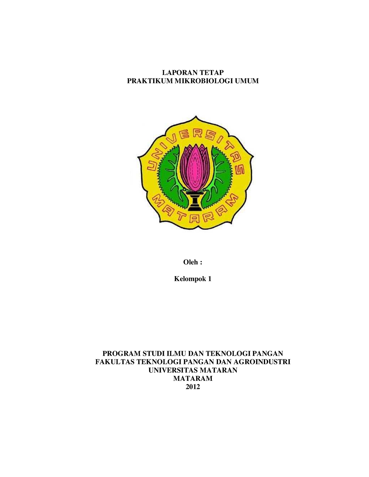 Laporan Tetap Mikrobiologi Umum Kelompok - LAPORAN TETAP PRAKTIKUM ...