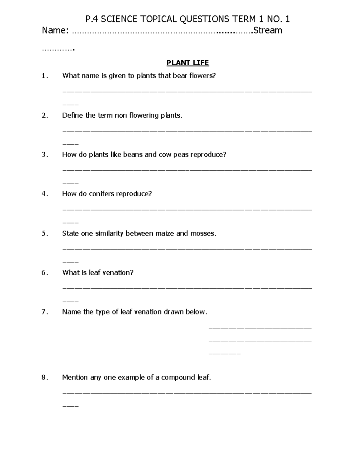P4 Science Topical Questions TERM 1 - P. 4 SCIENCE TOPICAL QUESTIONS ...