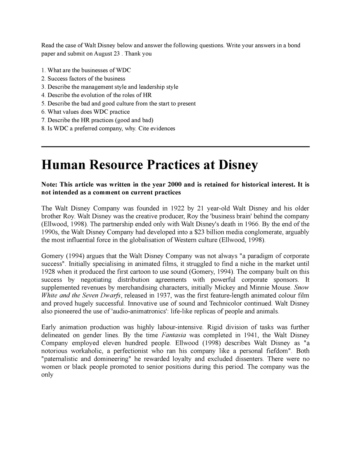 disney case study questions