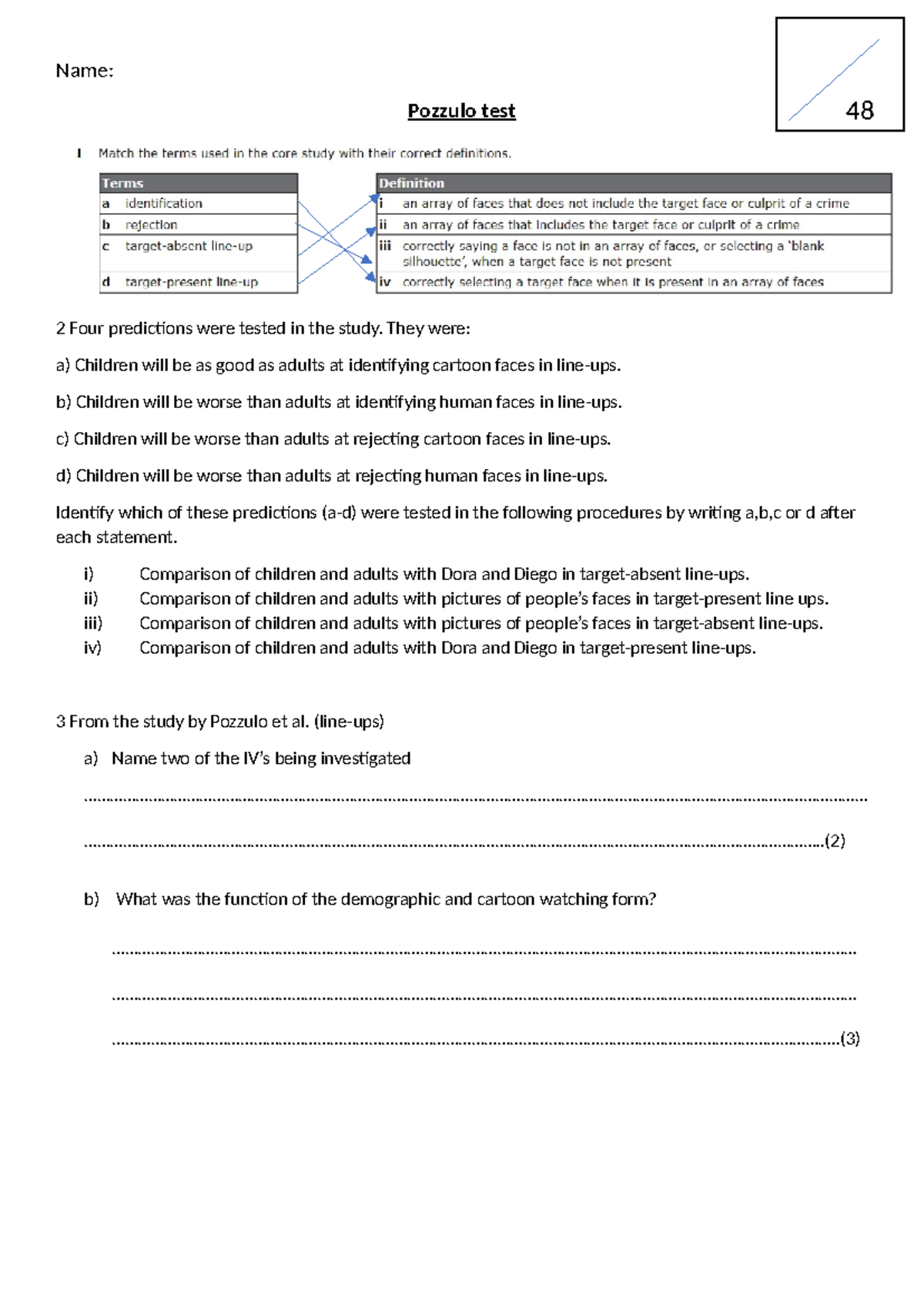 POzzulotest - csw - Name: Pozzulo test 2 Four predictions were tested ...