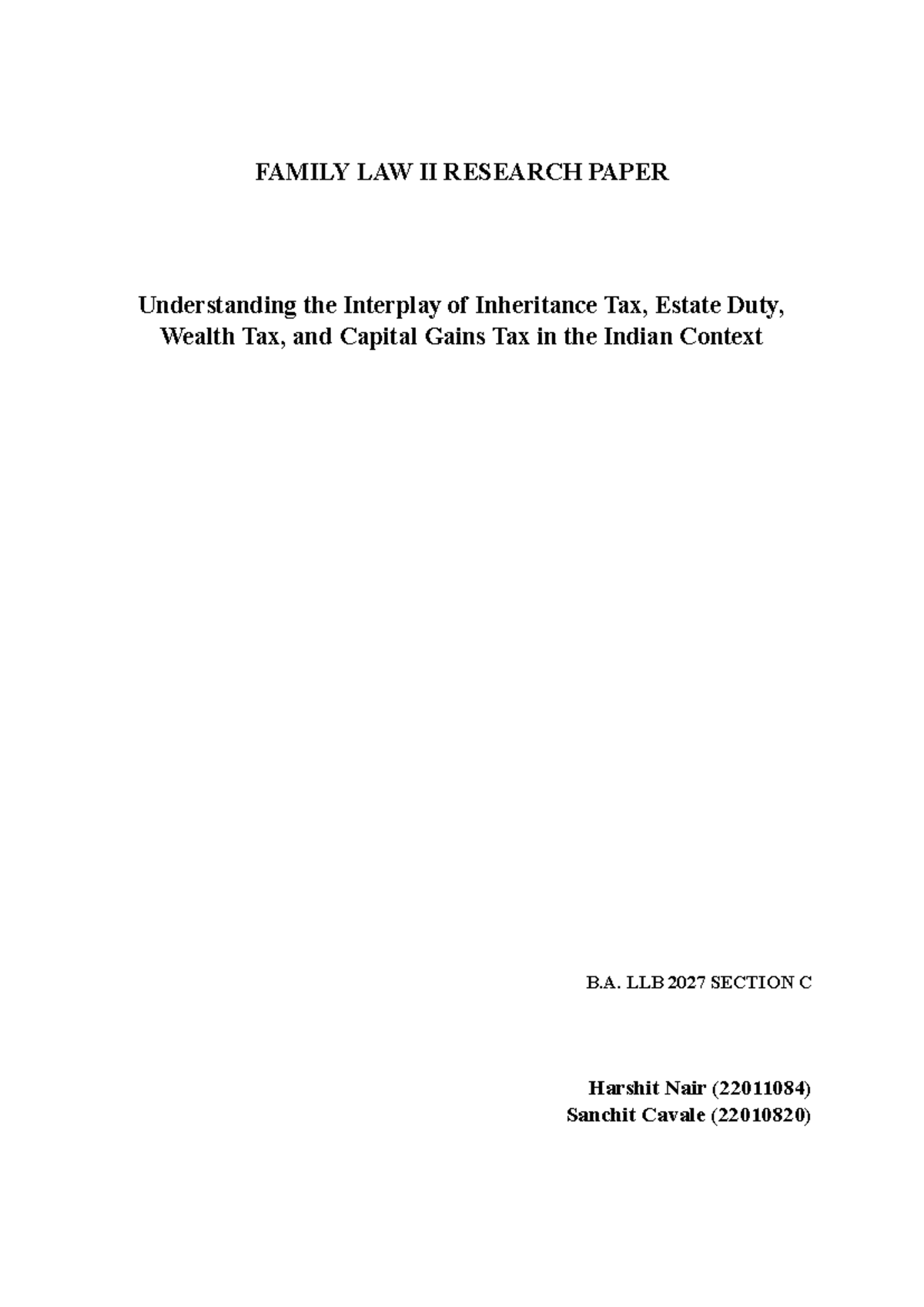 Family LAW II Research Paper - FAMILY LAW II RESEARCH PAPER ...
