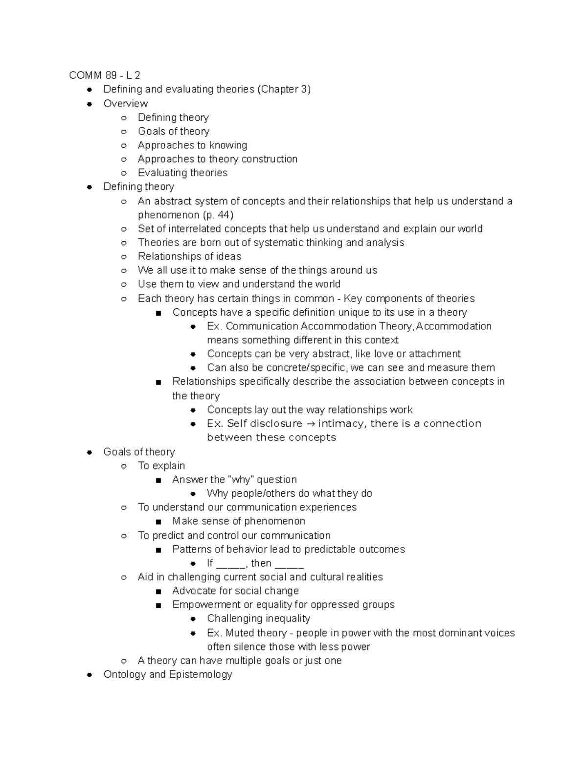 COMM 89 - L 2 - Professor Morola - COMM 89 - L 2 Defining and ...