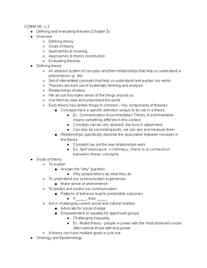 COMM 89 Lecture + Reading Notes - COMM 89: Introduction to Theory ...
