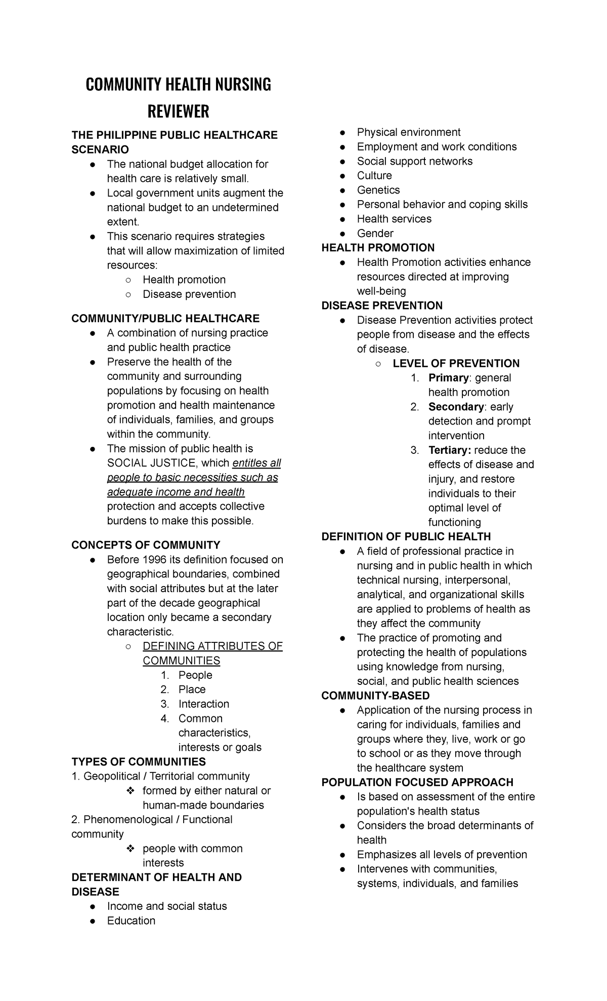 Community Health Nursing Reviewer - COMMUNITY HEALTH NURSING REVIEWER ...