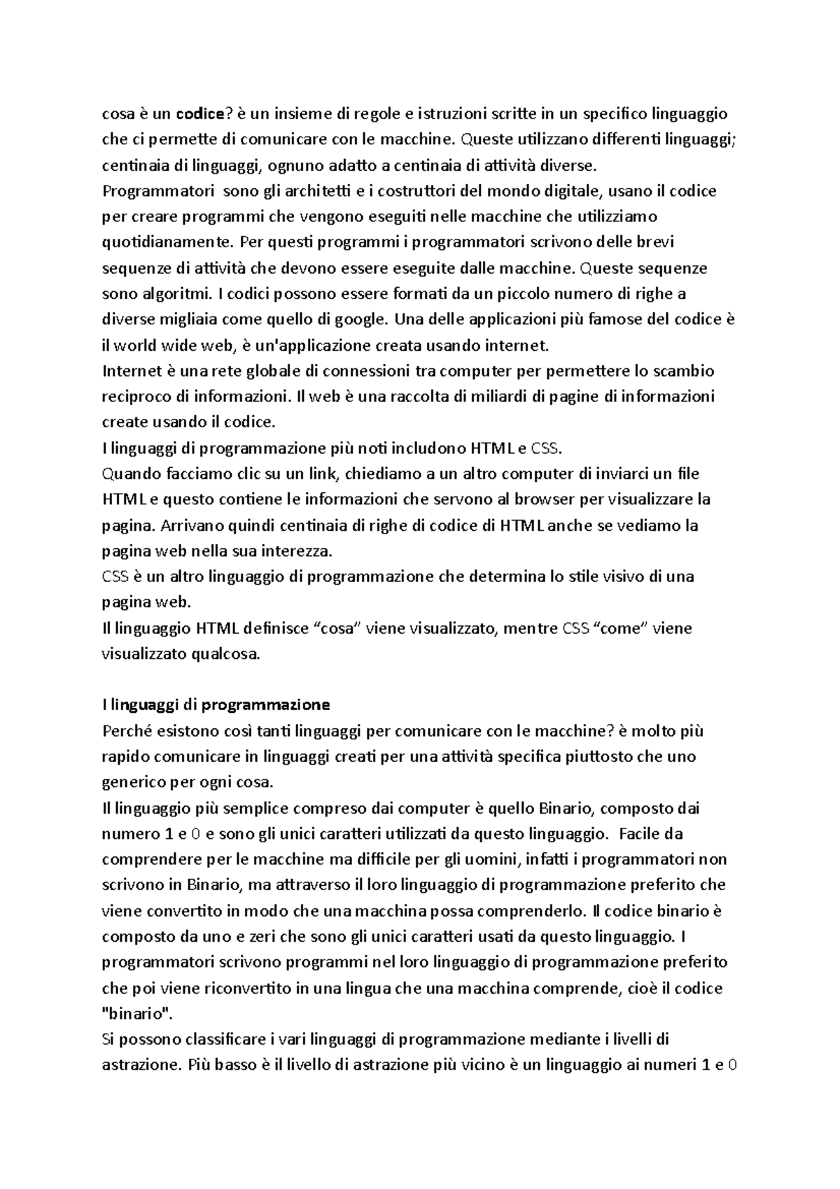 Lezione sul Codice - cosa è un codice? è un insieme di regole e ...