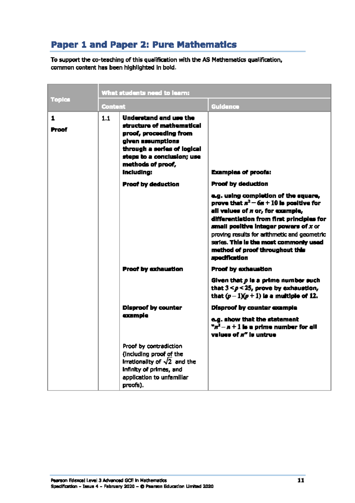 Meth - rfewgrfgrewg - Paper 1 and Paper 2: Pure Mathematics To support ...