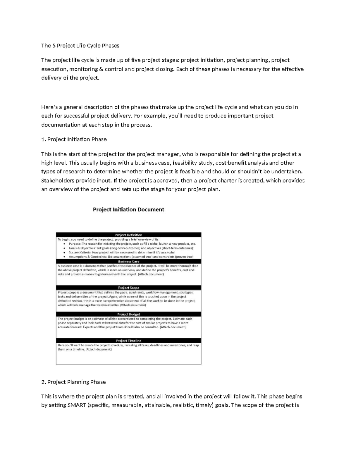 Project-LIFE- Cycle - The 5 Project Life Cycle Phases The project life ...