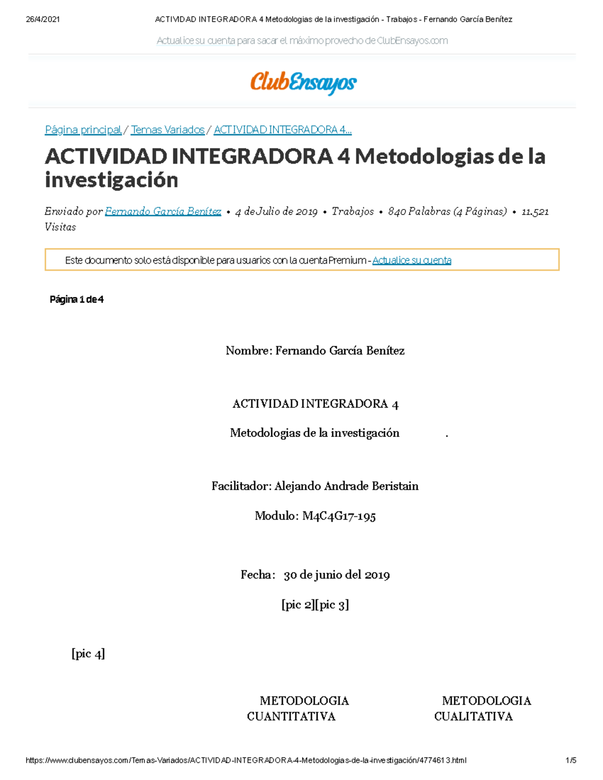 Actividad Integradora 4 Metodologias De La Investigación - Trabajos ...