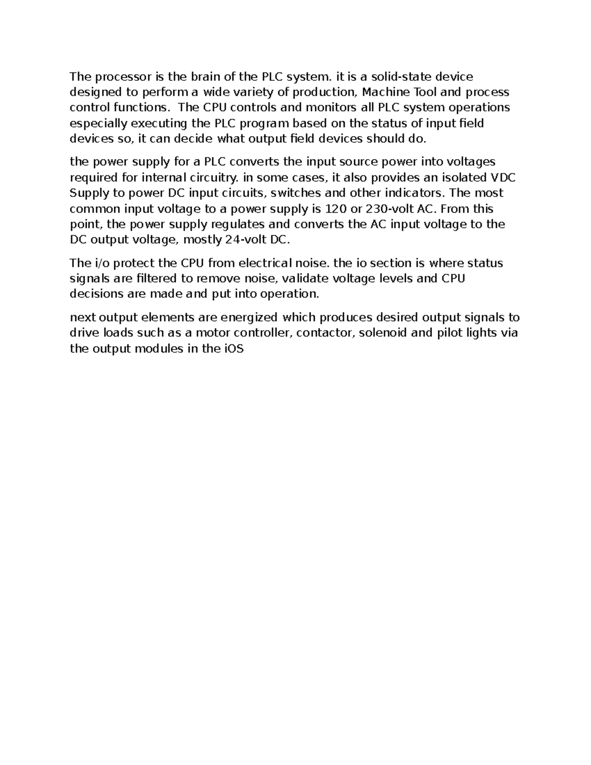 PLC Cscript - script for reporting PLC - The processor is the brain of ...