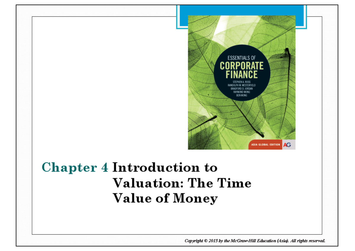 Study Unit 2a Time Value Of Money T03 Copyright 2015 By The Mcgraw Hill Education Asia Study Unit 2a Time Value Of Money T03 Copyright 2015 By The Mcgraw Hill Education Asia