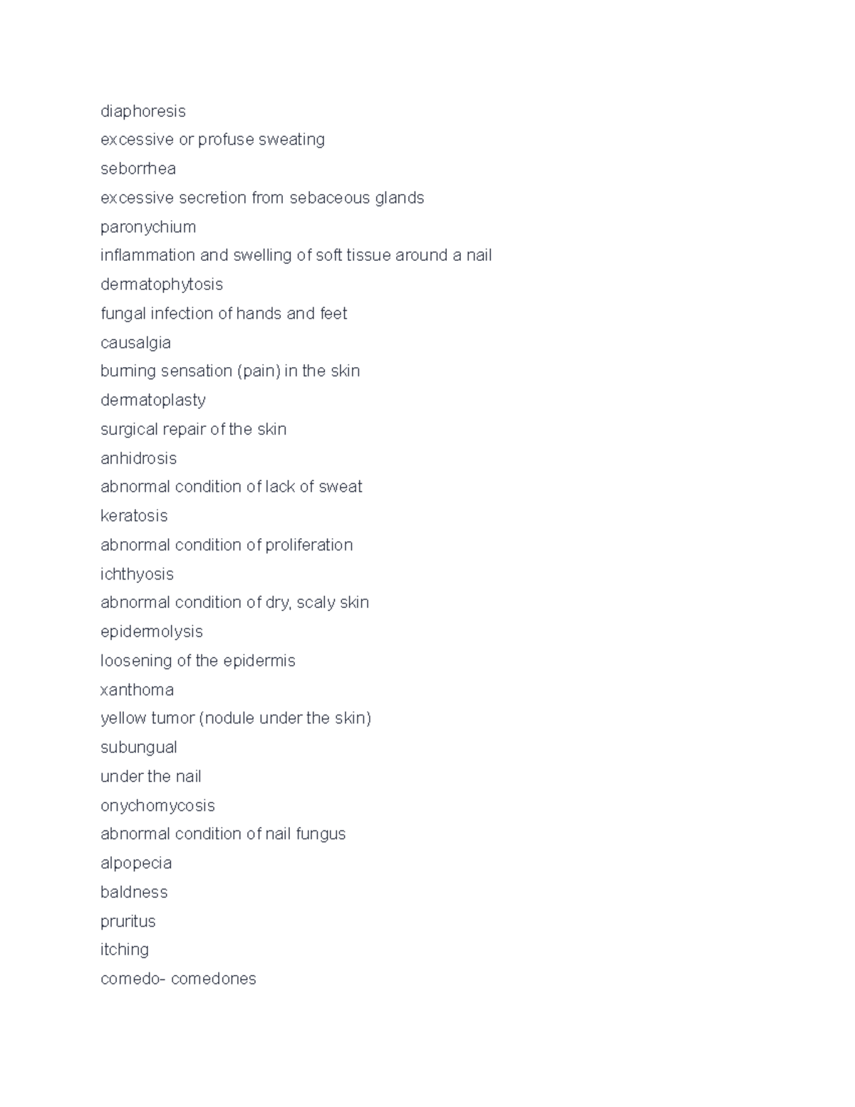 Medical terminology chapter 16 diaphoresis excessive or profuse