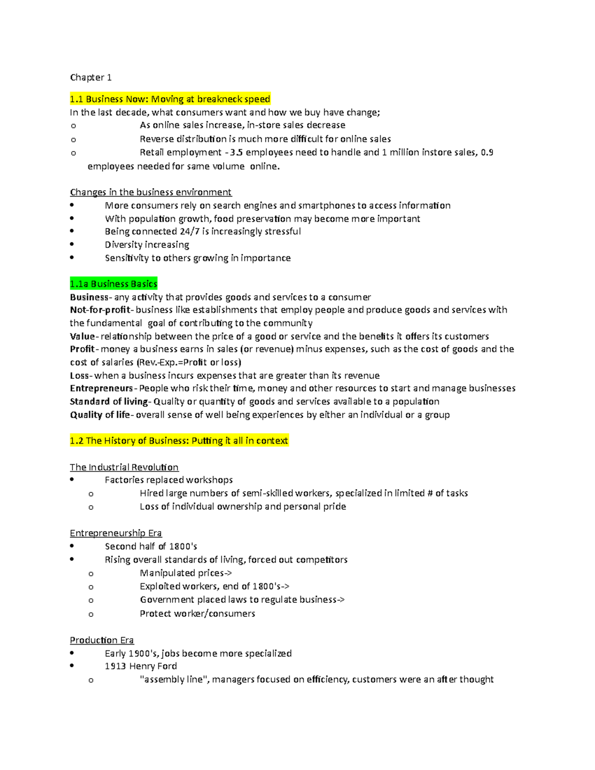 MGMT1p93 - Lecture notes Chapters 1-7 - Chapter 1 1 Business Now ...