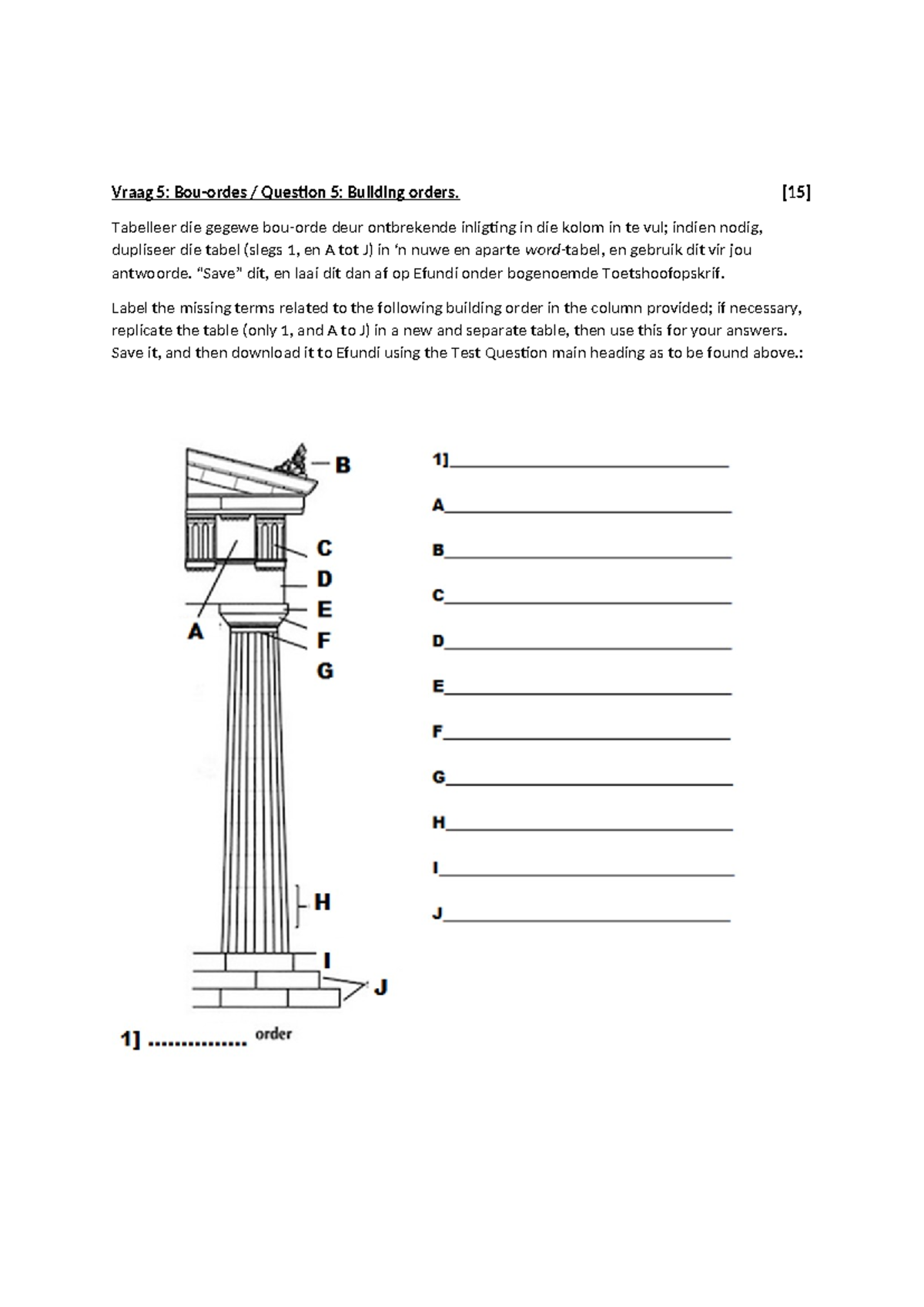 Semester TEST Question 5 Building Orders Semestertoets Vraag 5 Bouordes ...