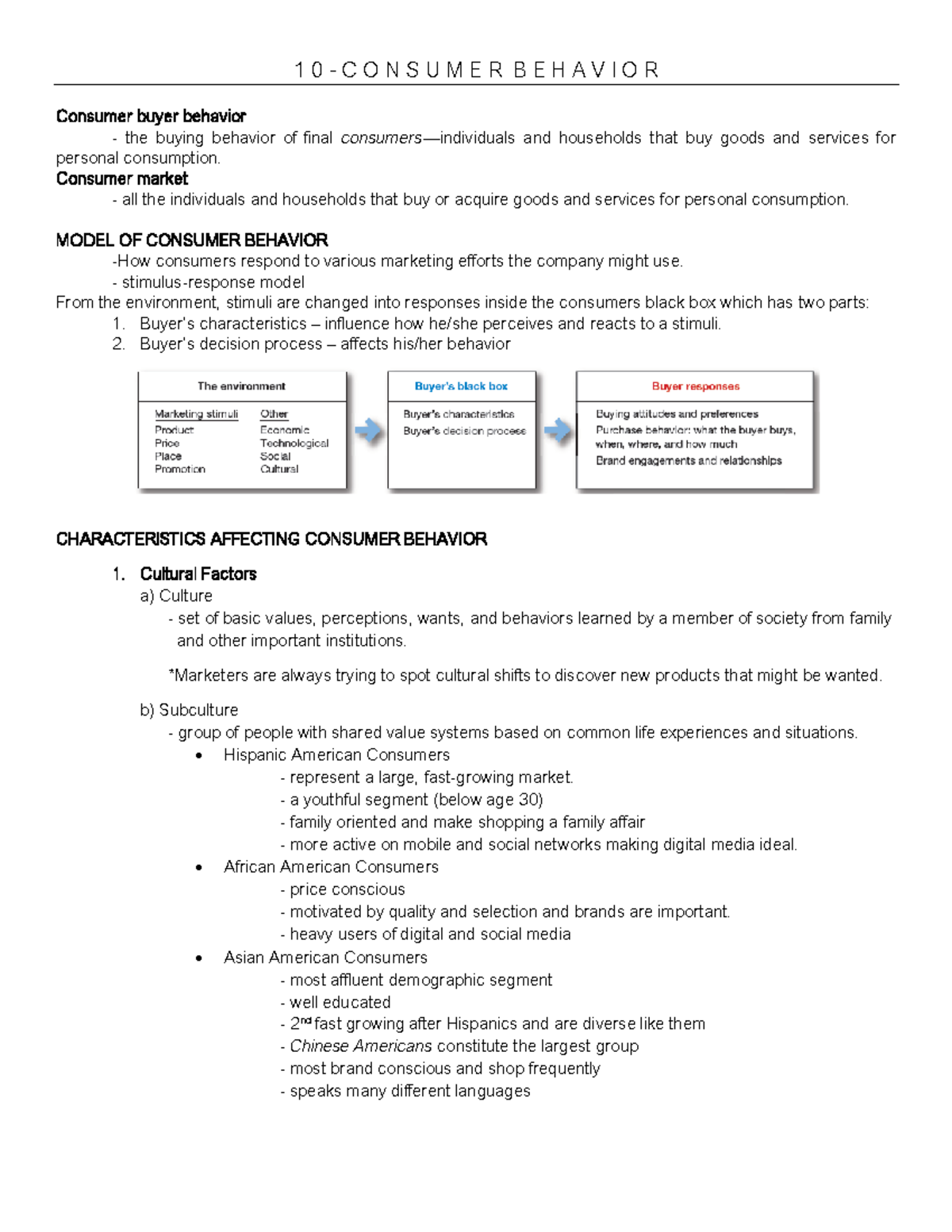 311 3 Notes - 1 0 - C O N S U M E R B E H A V I O R Consumer buyer ...