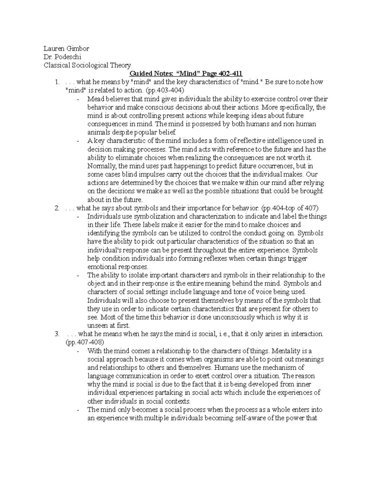 Guided notes mead + mind Lauren Gimbor Dr. Podeschi Classical