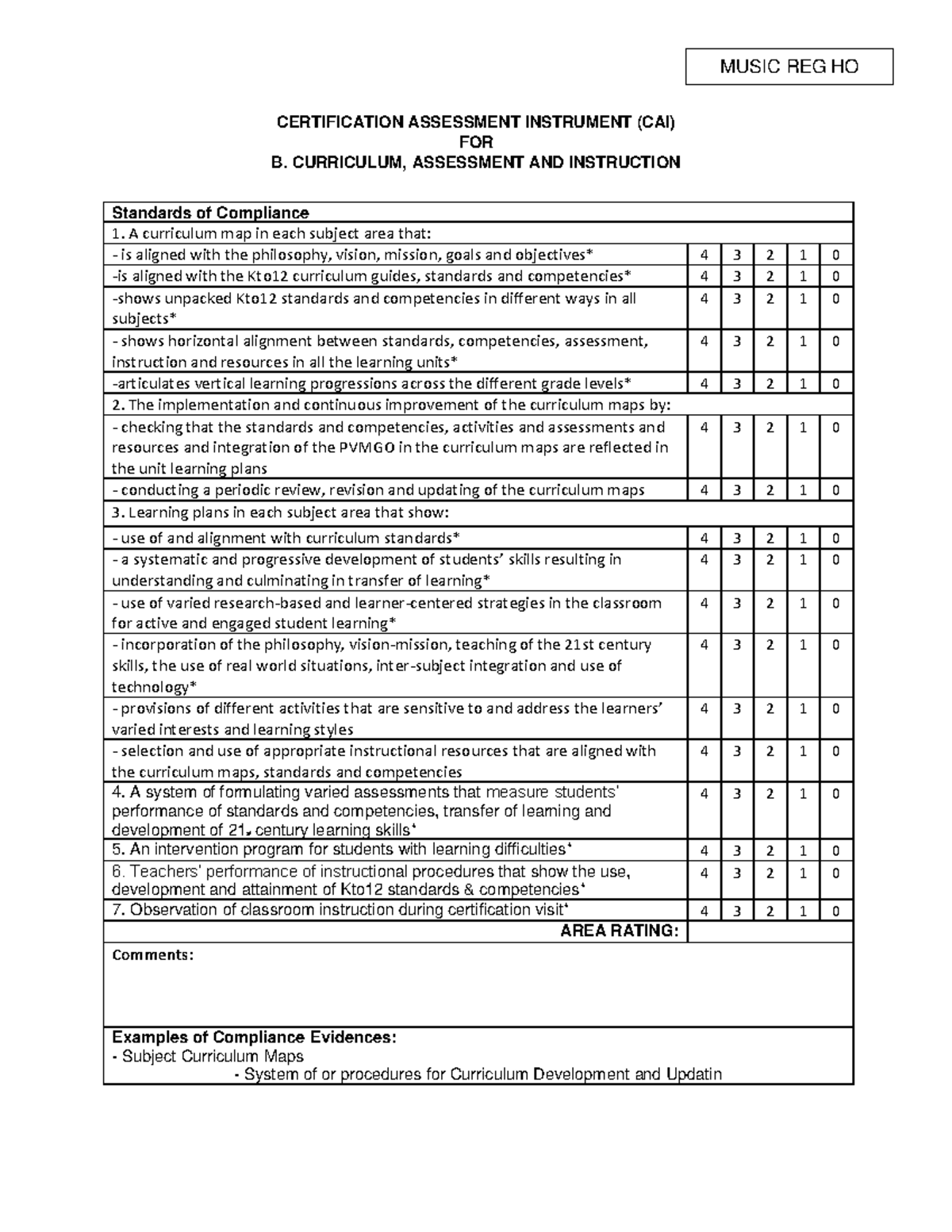 S1 Music-PEAC Cert Assessment Instrument HO - CERTIFICATION ASSESSMENT ...