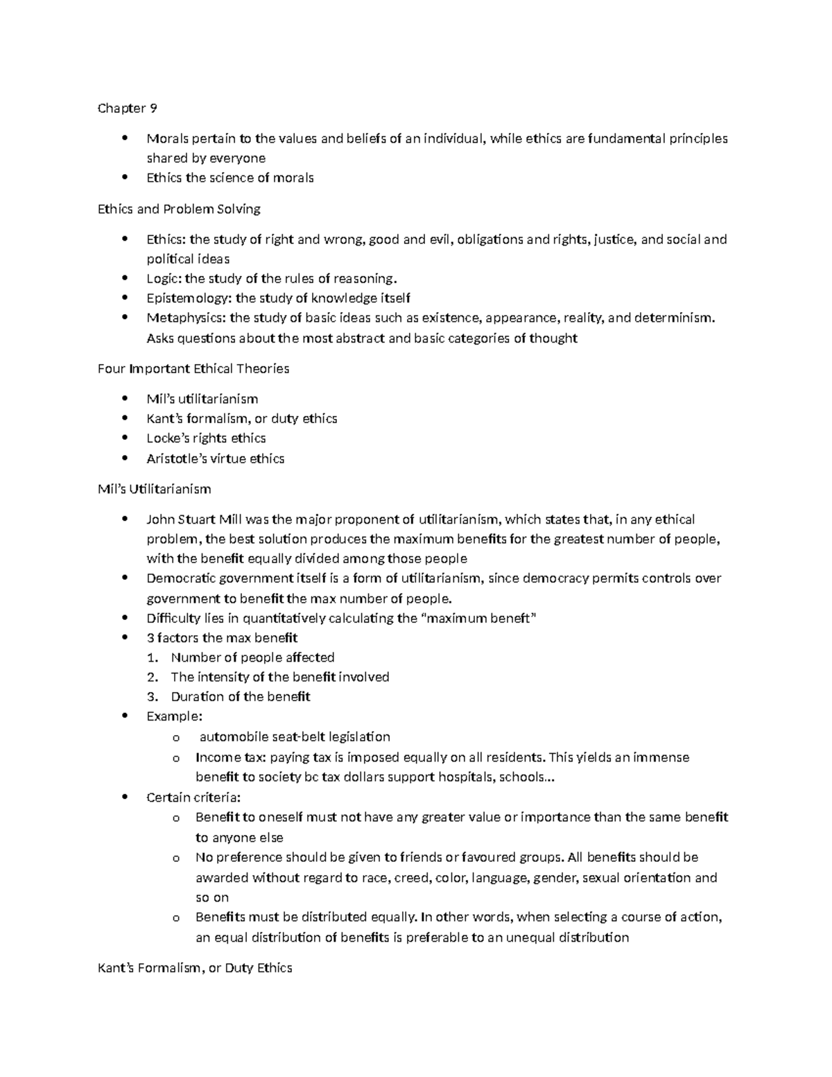 Chapter 9 - Chapter 9 Morals pertain to the values and beliefs of an ...