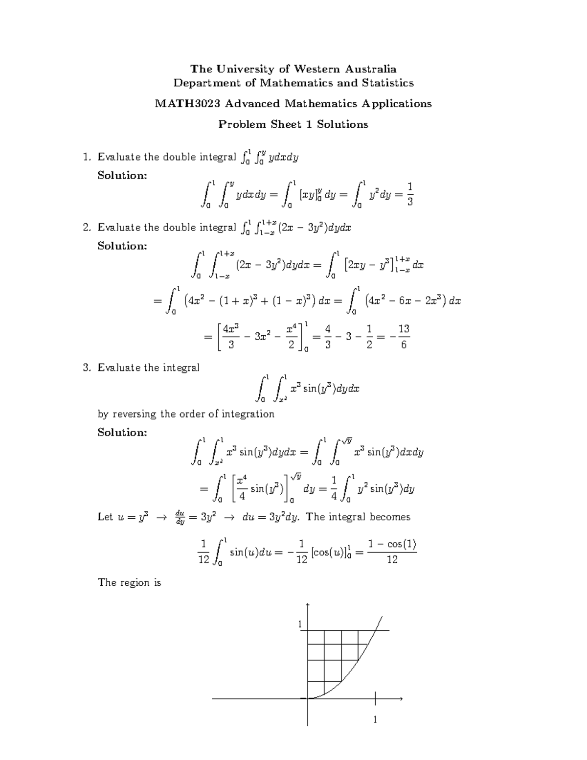 Week 1 Solutions - The University of Western Australia Department of ...