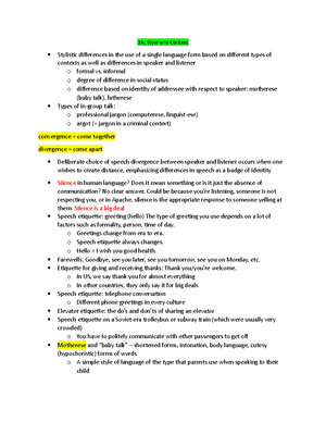 Test 1 Notes - 1A. Intro to Sociolinguistics 3/ Language: conveys more ...