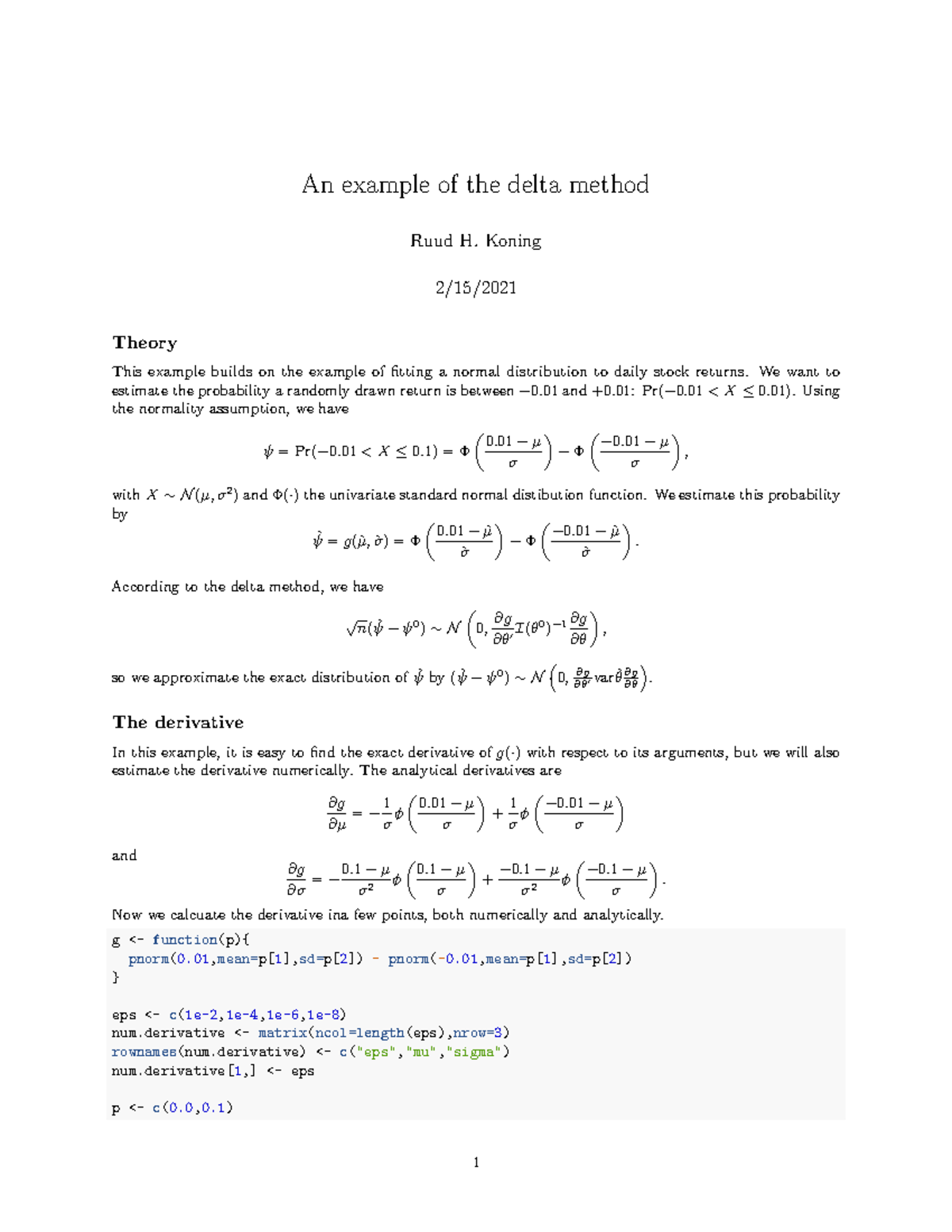 Delta-method Extra Notes - An Example Of The Delta Method Ruud H ...