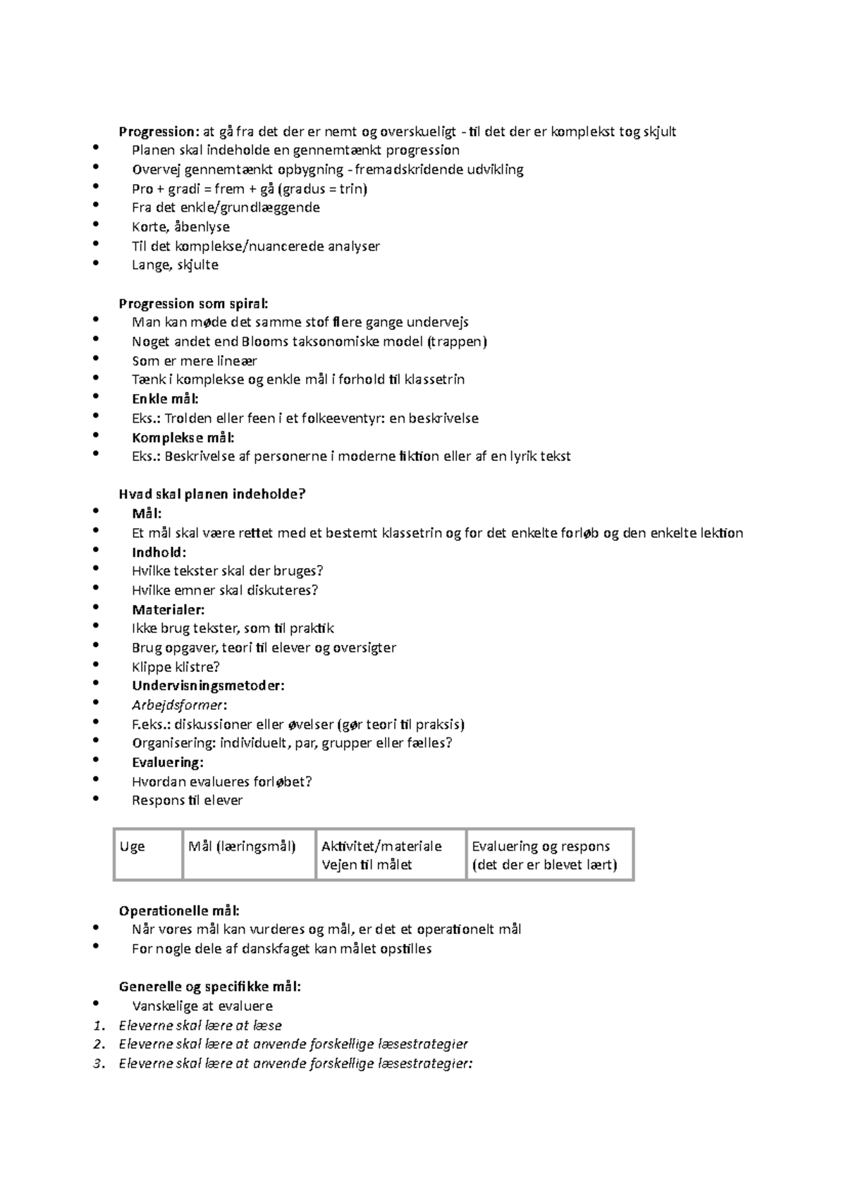 Hjælp Til Undervisningsplan I Dansk - Progression: At Gå Fra Det Der Er ...