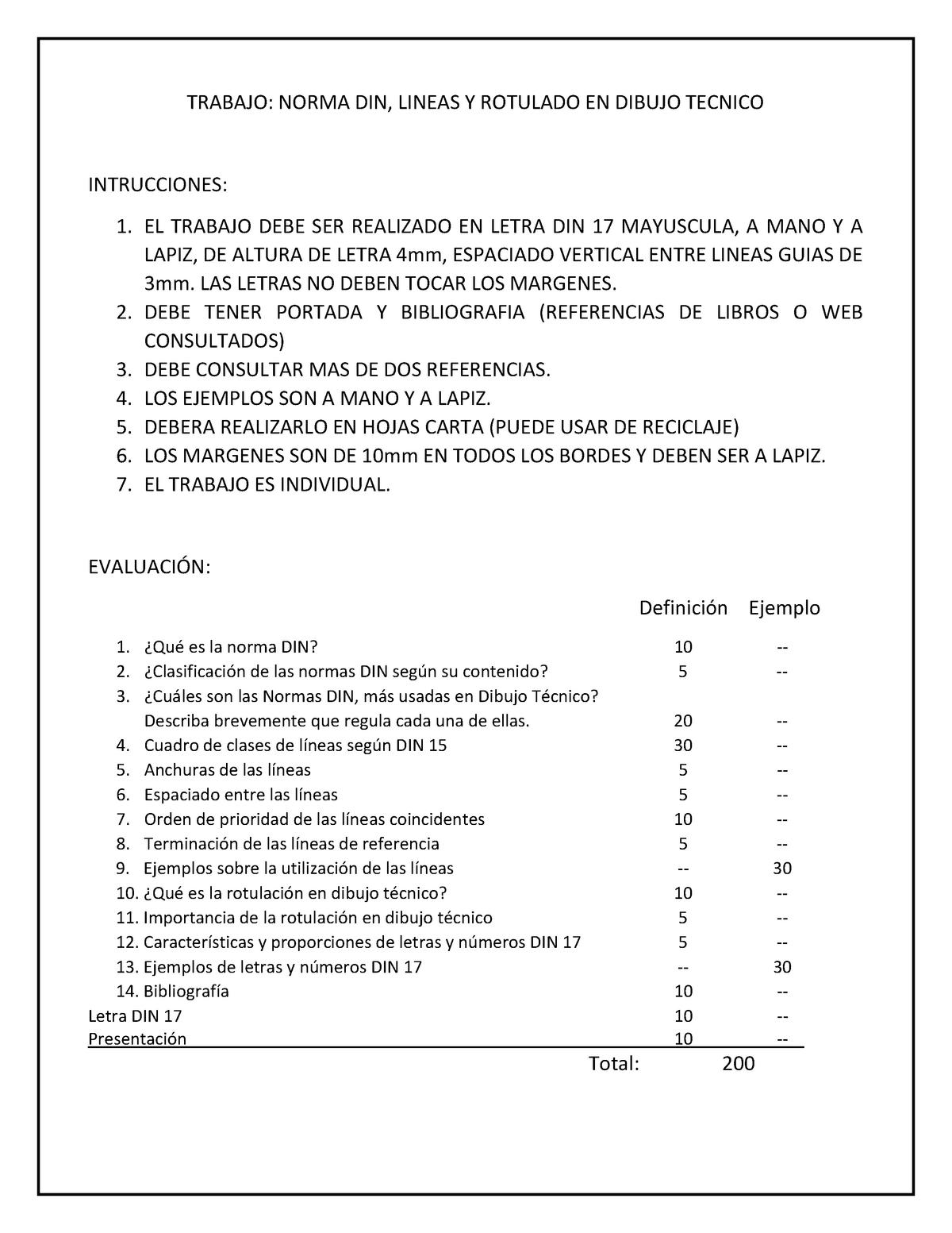 D1 Trabajo 1 Norma, Lineas Y Rotulado - TRABAJO: NORMA DIN, LINEAS Y  ROTULADO EN DIBUJO TECNICO - Studocu