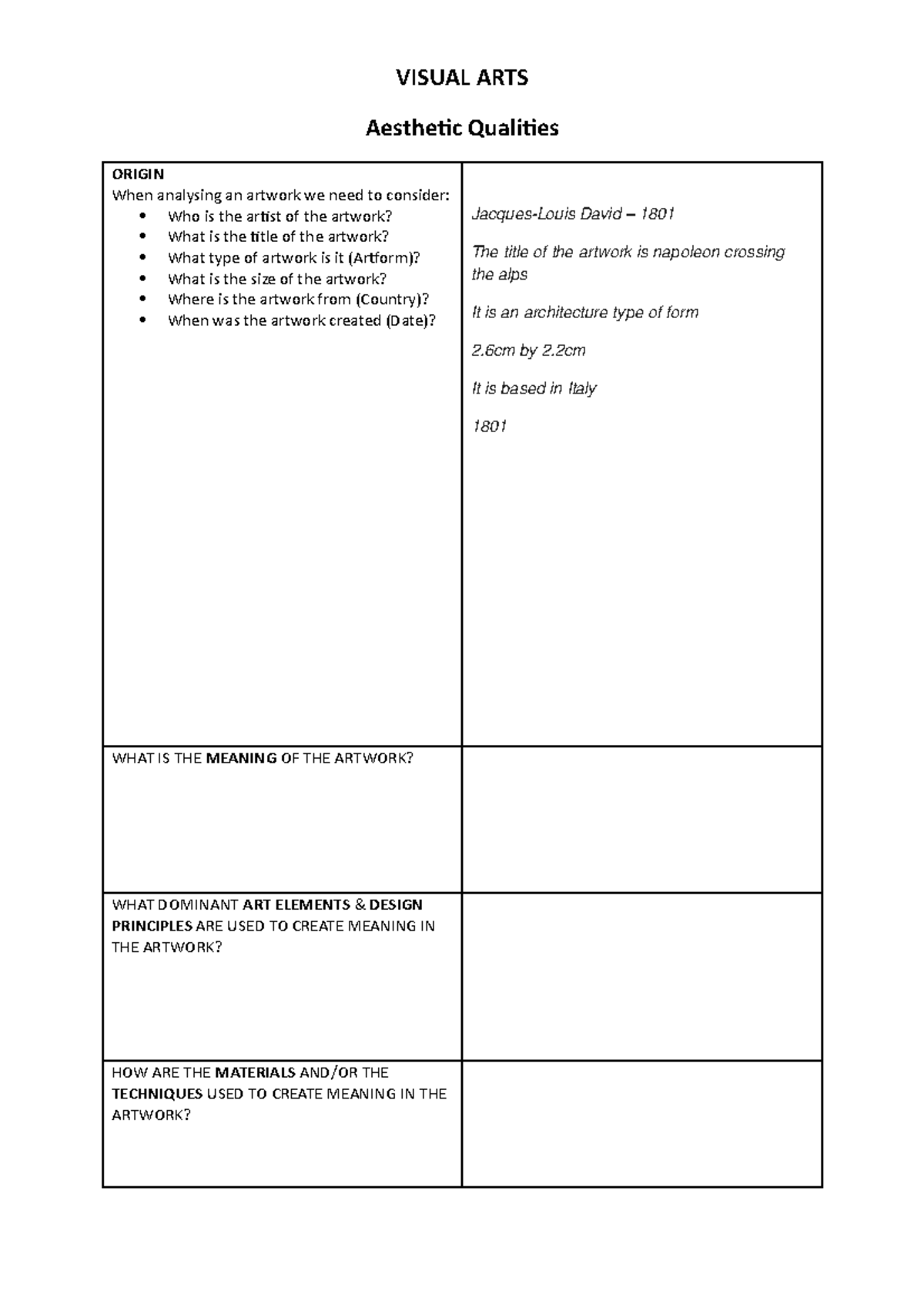 Aesthetic Qualities copy VISUAL ARTS Aesthetic Qualities ORIGIN When