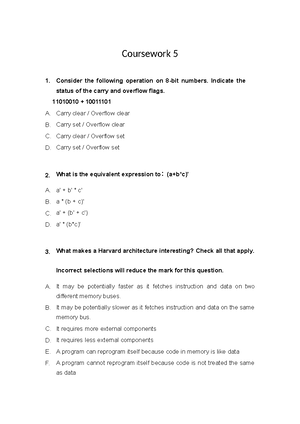 Coursework 1 - Digital Systems and Microprocessor Design- week 1 ...