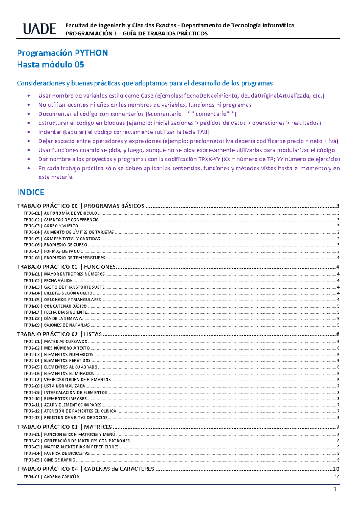 Guía de TTPP - Programación I - P05 - PROGRAMACIÓN I – GUÍA DE TRABAJOS ...