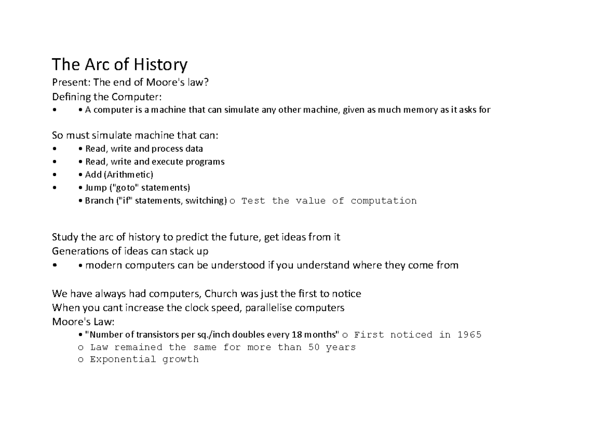 The Arc of History - The Arc of History Present: The end of Moore's law ...