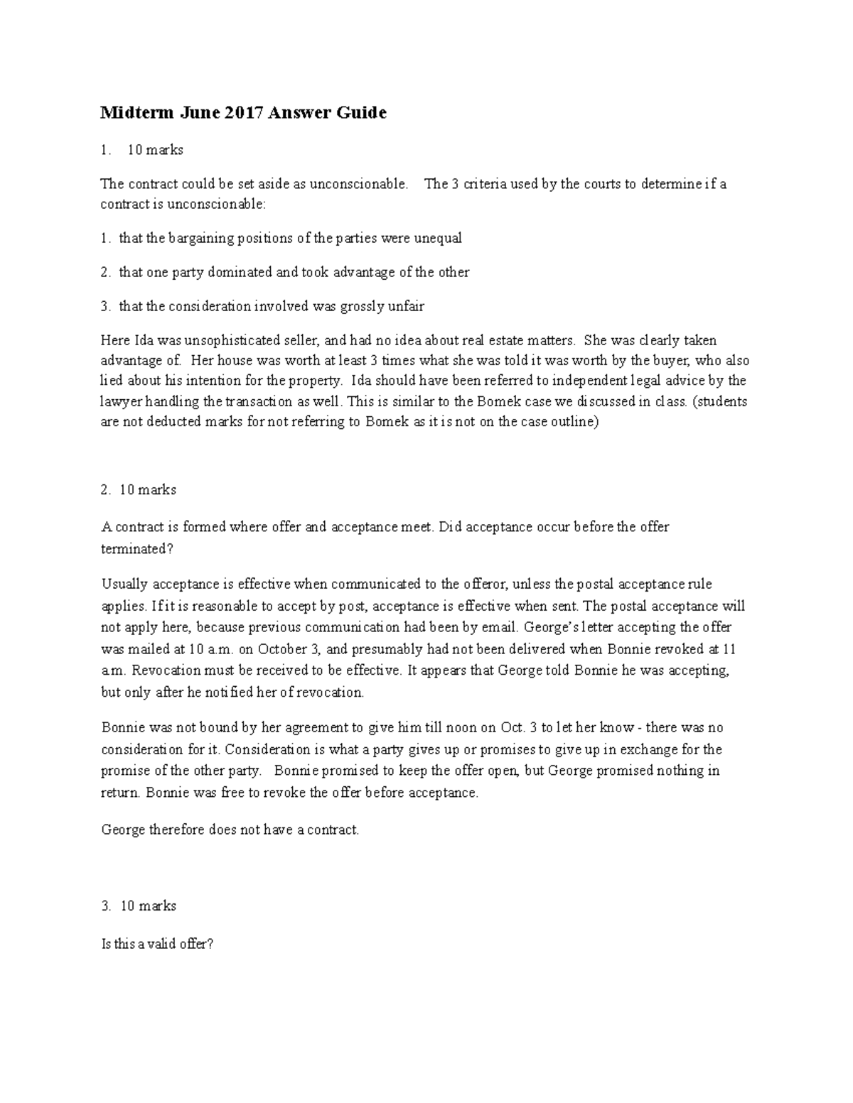 Midterm 23 May 2017, questions and answers - Midterm June 2017 Answer ...