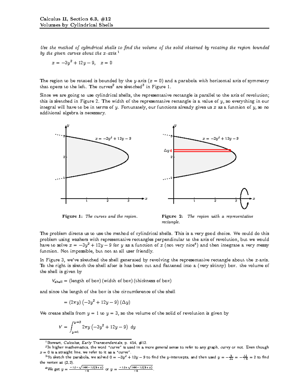 0603012 Volumes by Cylindrical Shells Calculus II, Section 6