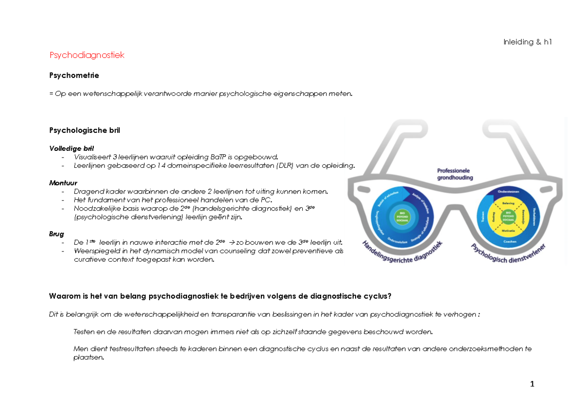 Inleiding Psychodiagnostiek - Theoretische samenvatting