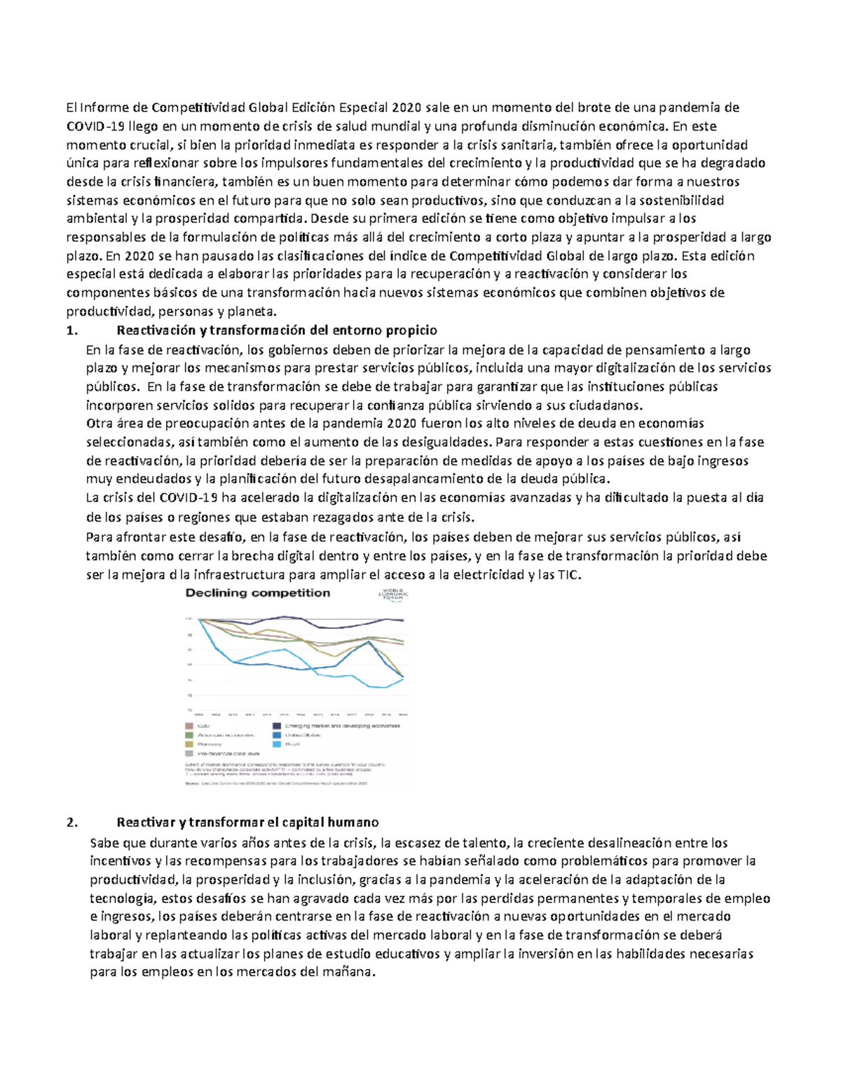 El Informe de Competitividad Global Edición Especial 2020 sale en un ...