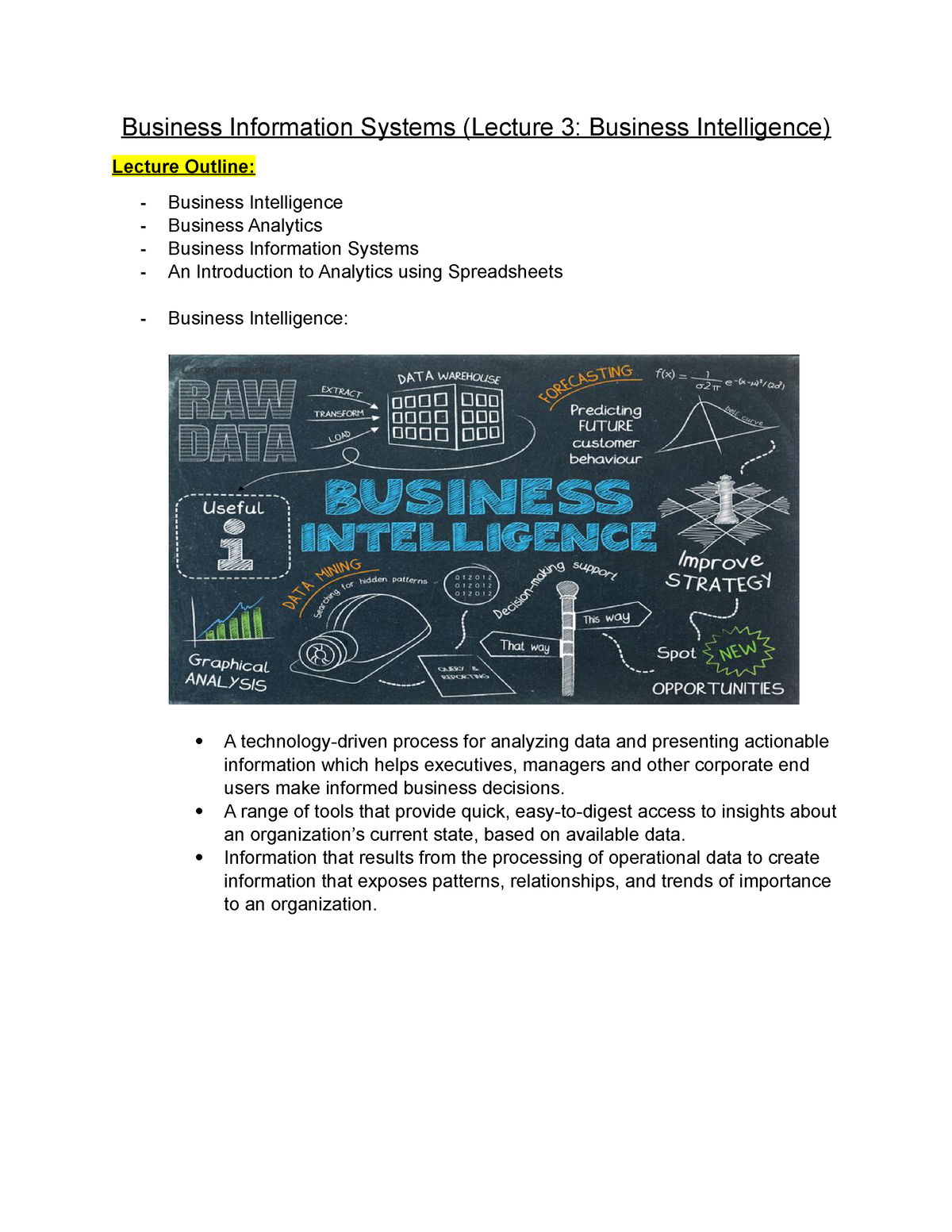 Business Information Systems Lecture 3 (Notes) - Business Information ...