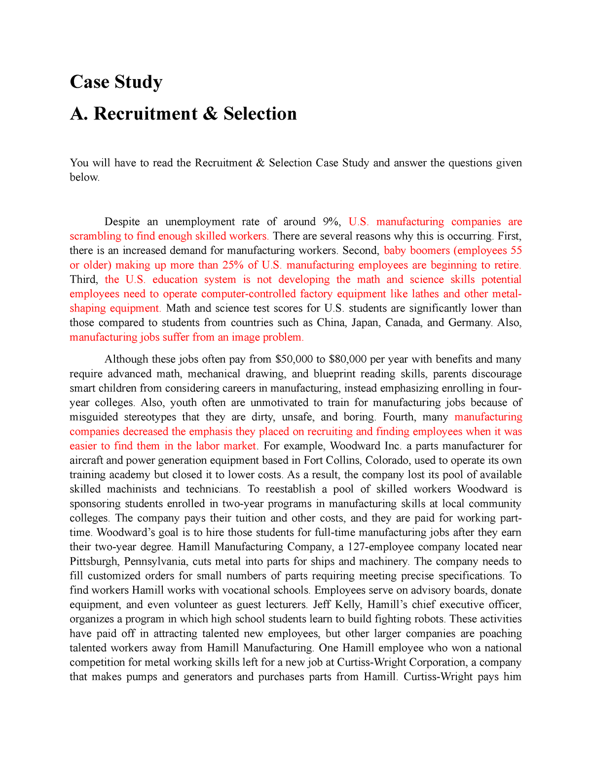 hrm recruitment case study