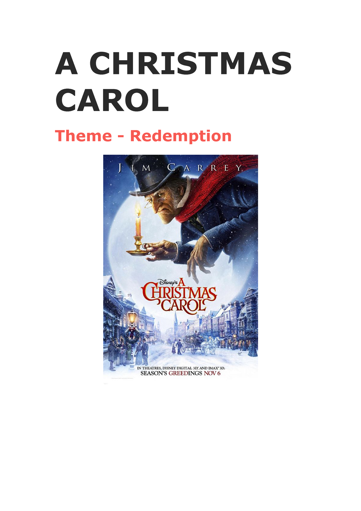 How is the theme of redemption explored in a christmas carol - A CHRISTMAS CAROL Theme 