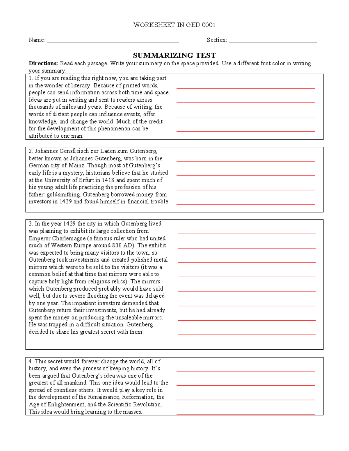 Worksheet IN GED 0001 1 - Name ...