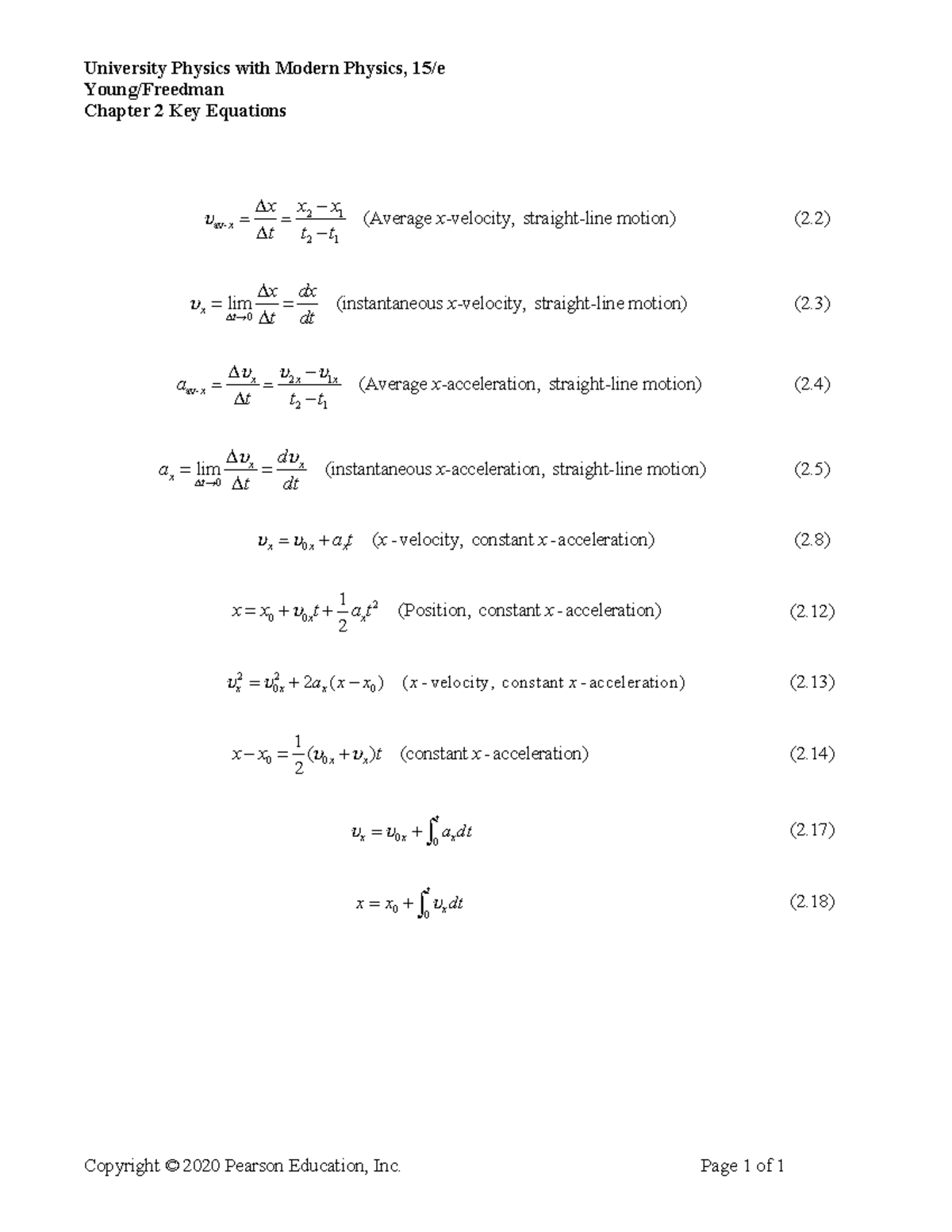02 Key Equations - Abebe Kebede - University Physics with Modern ...